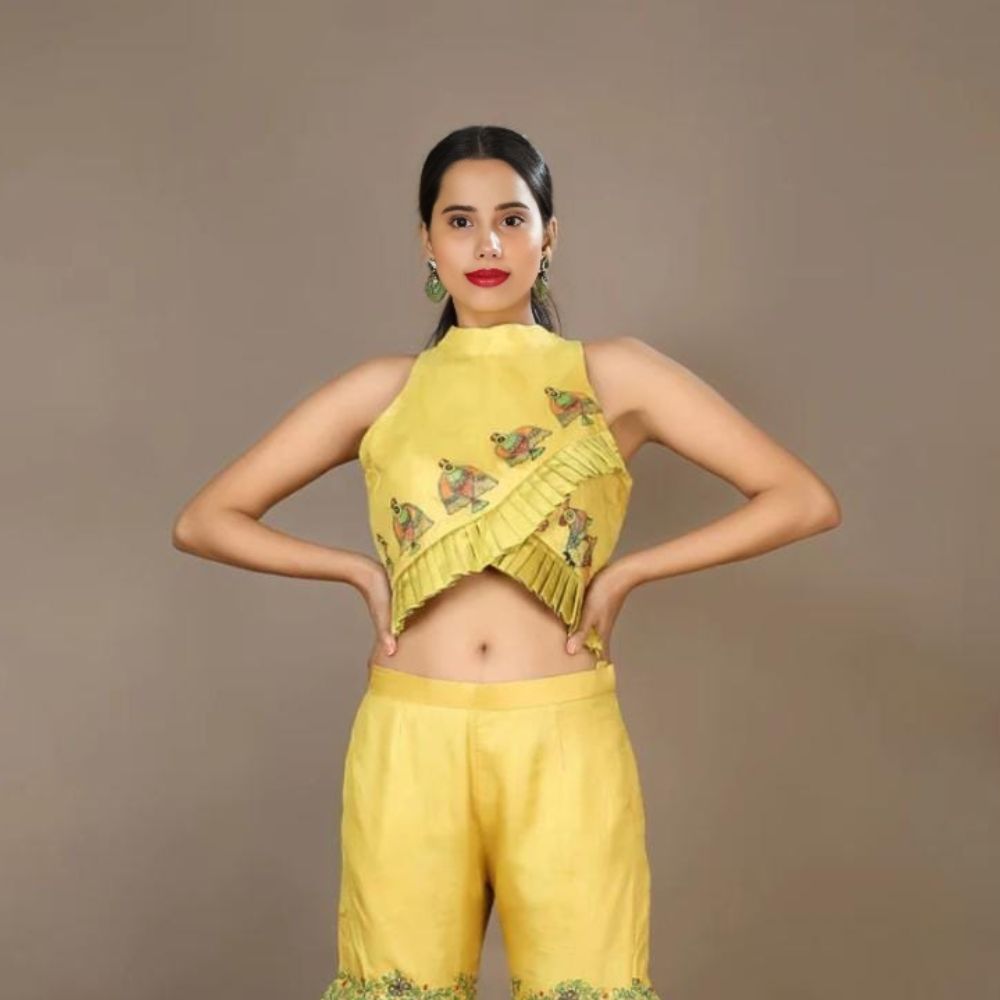 Madhubani Mustard colour  readymade Co-ord set 